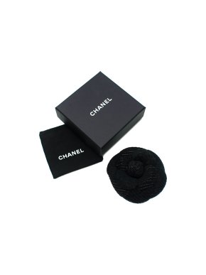Chanel Black Velour Camelia Brooch