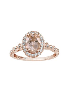 Emmy London 18ct Rose Gold Morganite & Diamond Ring