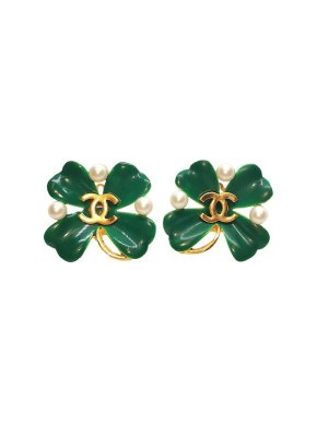 Chanel Vintage 4 Leaf Clover Earrings