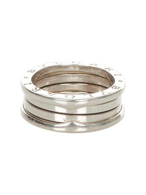 Bvlgari 18ct white gold B.zero1 2 band ring 50