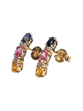 18ct yellow gold, sapphire & diamond crawler earrings