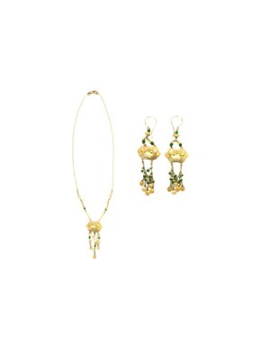 Bespoke Yellow Gold Filigree Beaded Necklace & Earrings