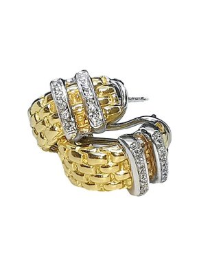 FOPE 18ct gold & white diamond Maori hoop earrings