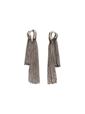 Saint Laurent Silver-tone double chain fringed earrings