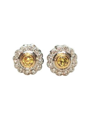 Theo Fennell 18ct White Gold White & Yellow Diamond Flower Earrings