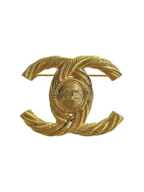 Chanel Gold-tone metal twisted CC brooch