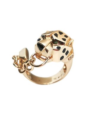 Yellow Gold Panther Chain Ring