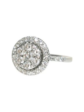 Mappin and Webb 18ct White Gold Diamond Cluster Ring - Size M