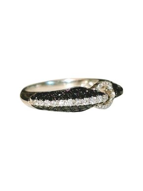 Black & White Diamond Ring - Size O 1/2