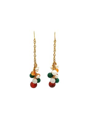 Pearl Beaded Cluster Drop Earrings