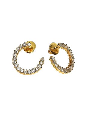 18ct yellow gold & diamond half hoop earrings