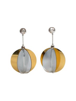 Prada gold & silver paillette bauble clip earrings