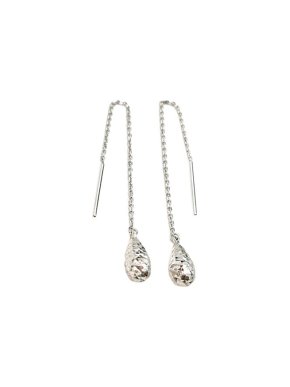 14ct white gold pull-through drop earrings