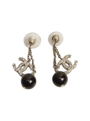 Chanel Crystal Beaded CC Drop Earrings