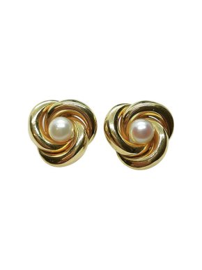 0711 Tbilisi Yellow Gold Vintage Pearl Earrings