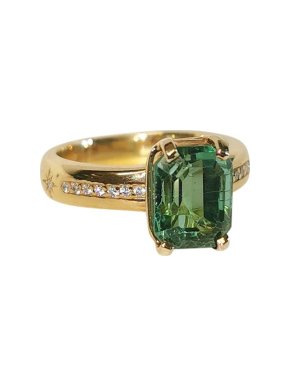 H Stern Tourmaline & Diamond Yellow Gold Ring - Size Q