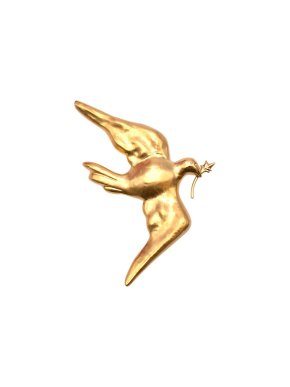 Schiaparelli Gilded Pewter Dove Brooch