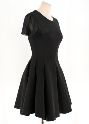 Maje Tulle-Yoke Black A-line Dress 2
