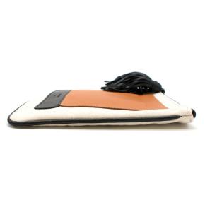 Zeus + Dione Leather & Canvas Clutch Bag 6