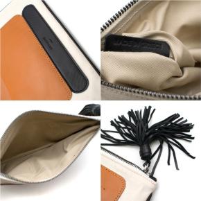 Zeus + Dione Leather & Canvas Clutch Bag 8