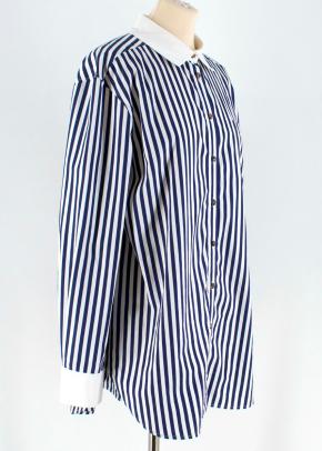 Monographie White & Blue Striped Cotton Shirt 2