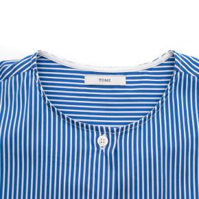 Tome Blue Pinstriped Long sleeve Top with Back Opening 8
