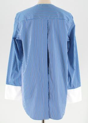 Tome Blue Pinstriped Long sleeve Top with Back Opening 9