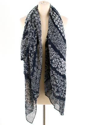 Bespoke Navy Floral Patter Shawl 2