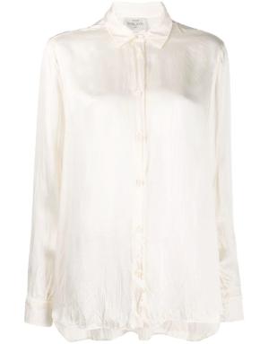 Forte Forte Crinkle-Effect Silk White Shirt 3