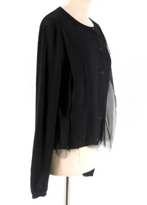 Bottega Veneta Black Cashmere Lace Trim Cardigan 2