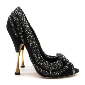 Oscar De La Renta Tweed Peep Toe Pin Heel Pumps 2