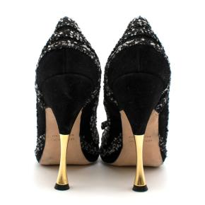 Oscar De La Renta Tweed Peep Toe Pin Heel Pumps 3