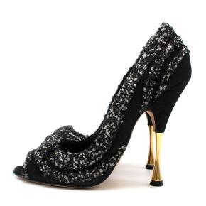 Oscar De La Renta Tweed Peep Toe Pin Heel Pumps 4