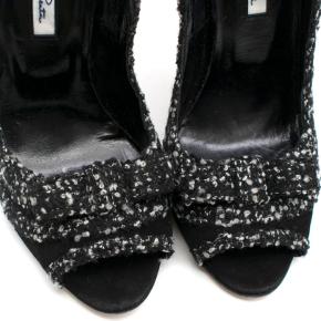 Oscar De La Renta Tweed Peep Toe Pin Heel Pumps 5