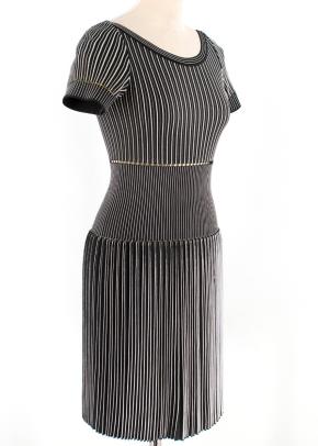 Alaia Black & White Striped Knit Skater Dress 2