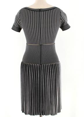Alaia Black & White Striped Knit Skater Dress 3