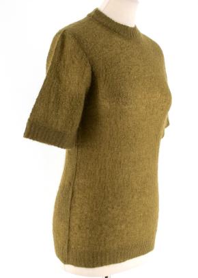 Prada Khaki Semi Sheer Mohair Blend Knit Top 10