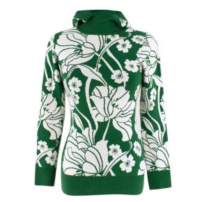JoosTricot Green Floral Intarsia Hooded Jumper 2