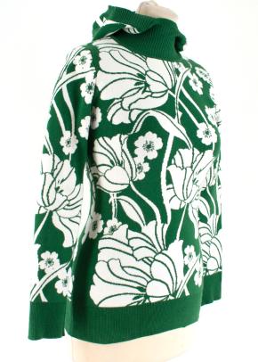 JoosTricot Green Floral Intarsia Hooded Jumper 3
