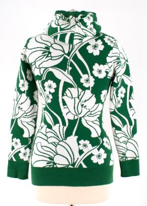 JoosTricot Green Floral Intarsia Hooded Jumper 4
