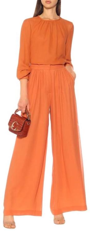 Max Mara Dolly Silk Georgette wide leg pants 5