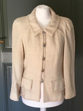 Chanel Cream Tweed Jacket 2