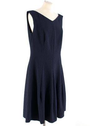 Talbot Runhoff Navy Jacquard Sleeveless A-line dress 2