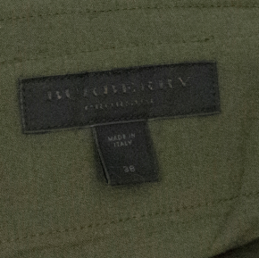 Burberry Prorsum Olive Green Wool and Silk Blend Trousers 4