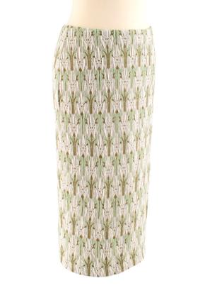 Prada green jacquard floral midi skirt 2