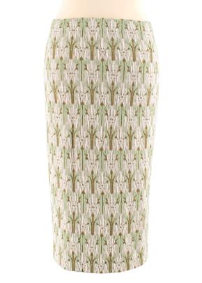 Prada green jacquard floral midi skirt 3