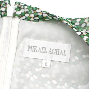 Mikael Aghal Green floral print dress with black lace trim 6
