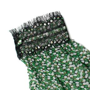 Mikael Aghal Green floral print dress with black lace trim 8