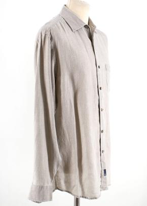 Zegna Sport Light Grey Linen Button Up 2
