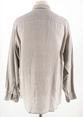 Zegna Sport Light Grey Linen Button Up 3